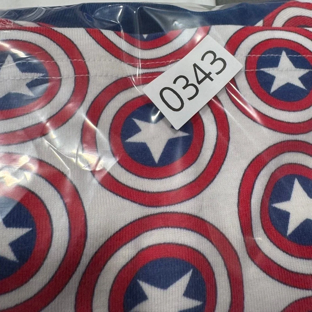 Hanna Andersson Marvel Captain America Shield Pajamas Set Size 8 Blue Red EUC